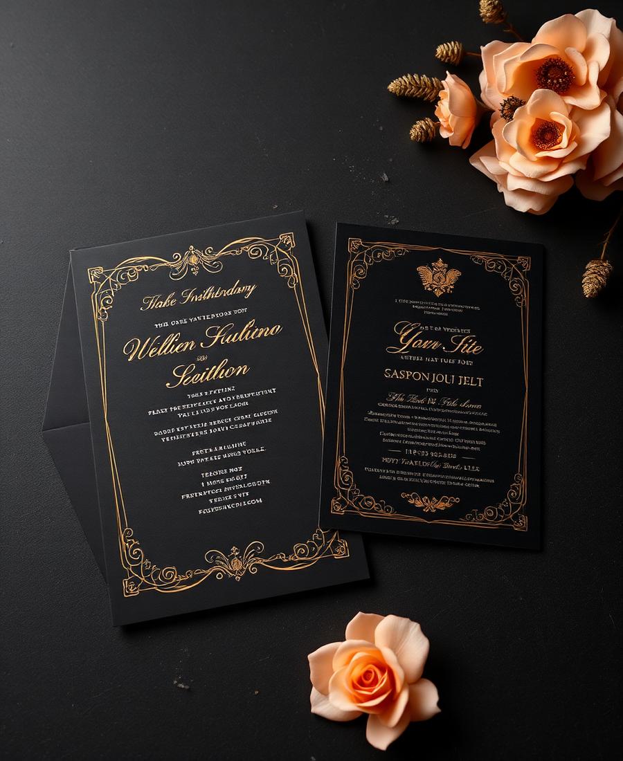 Gilded Invitations — Stationery design by Ink & Ember Studio